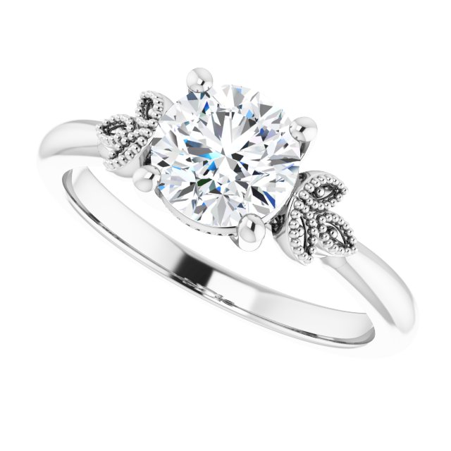 1.00ct Round Shape Moissanite Nature-Inspired Solitaire Engagement Ring