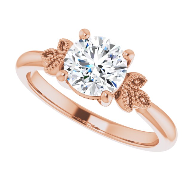 1.00ct Round Shape Moissanite Nature-Inspired Solitaire Engagement Ring