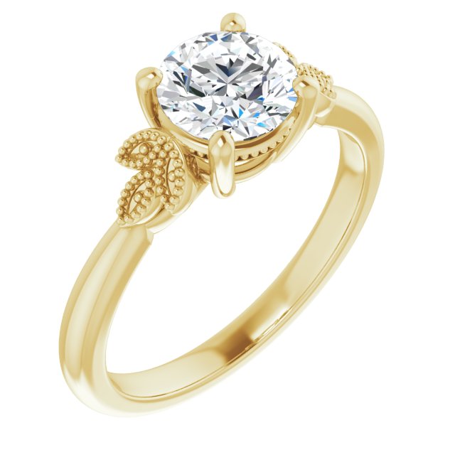 1.00ct Round Shape Moissanite Nature-Inspired Solitaire Engagement Ring