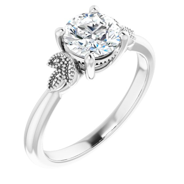 1.00ct Round Shape Moissanite Nature-Inspired Solitaire Engagement Ring