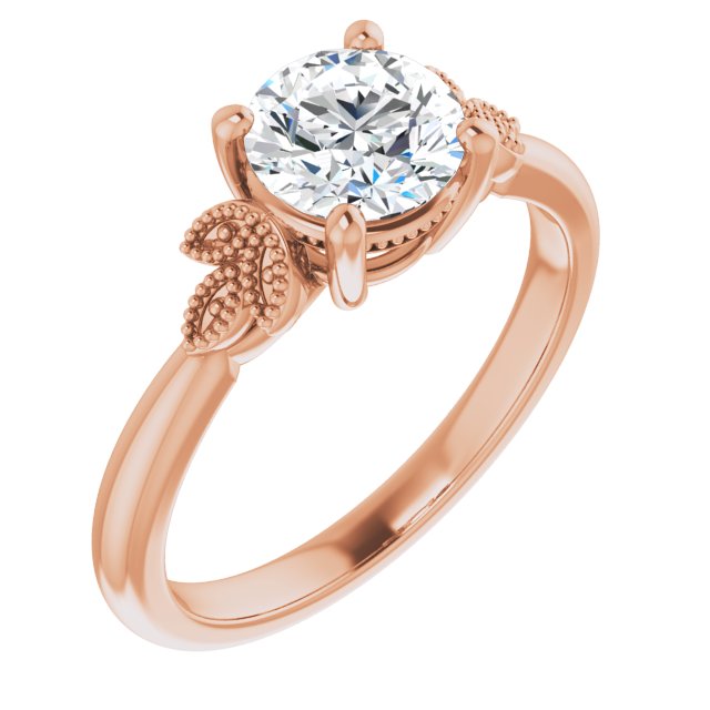 1.00ct Round Shape Moissanite Nature-Inspired Solitaire Engagement Ring