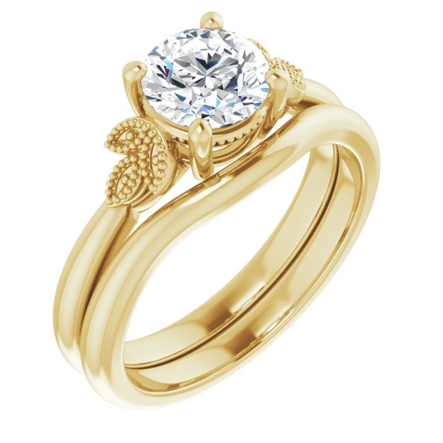 1.00ct Round Shape Moissanite Nature-Inspired Solitaire Engagement Ring