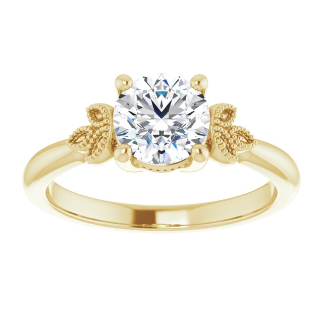 1.00ct Round Shape Moissanite Nature-Inspired Solitaire Engagement Ring