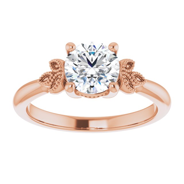 1.00ct Round Shape Moissanite Nature-Inspired Solitaire Engagement Ring
