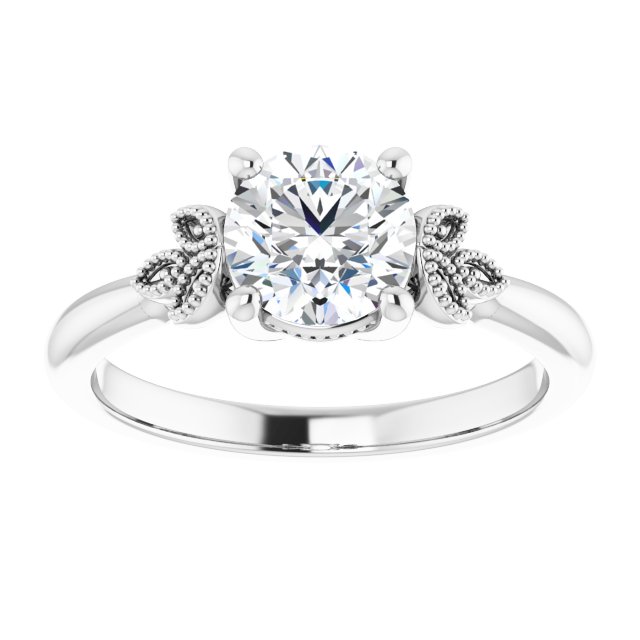 1.00ct Round Shape Moissanite Nature-Inspired Solitaire Engagement Ring