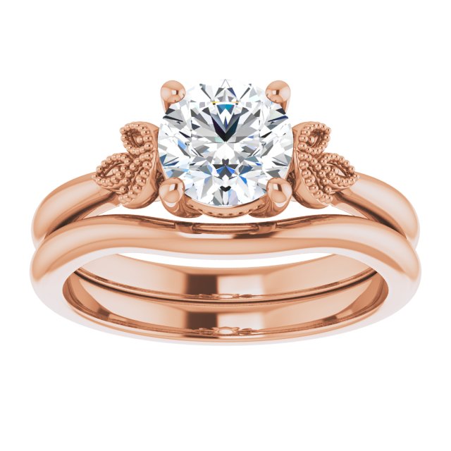 1.00ct Round Shape Moissanite Nature-Inspired Solitaire Engagement Ring
