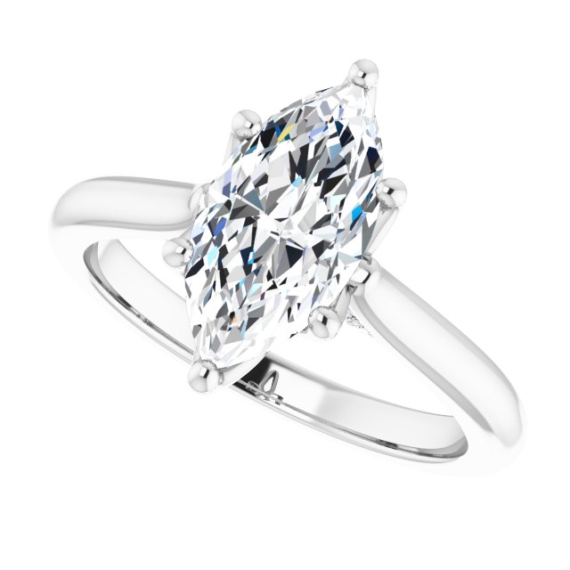 Two Carat Marquise Accented Engagement Ring