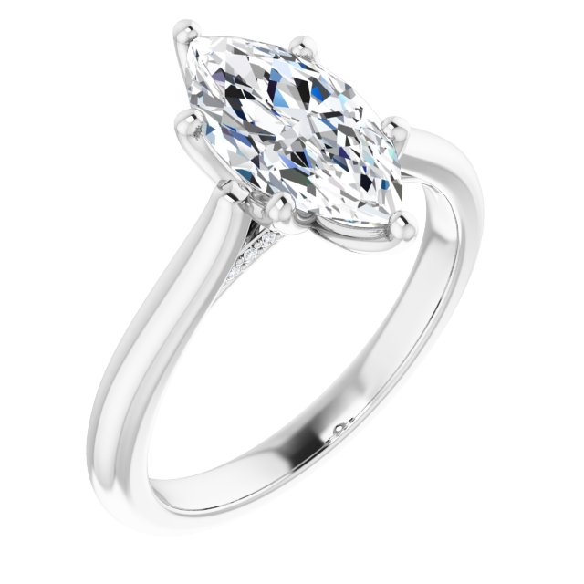Two Carat Marquise Accented Engagement Ring
