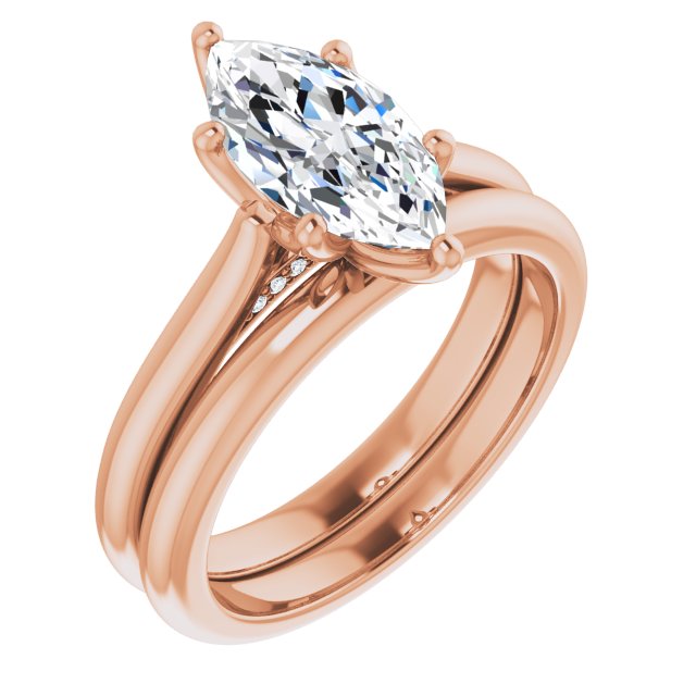 Two Carat Marquise Accented Engagement Ring