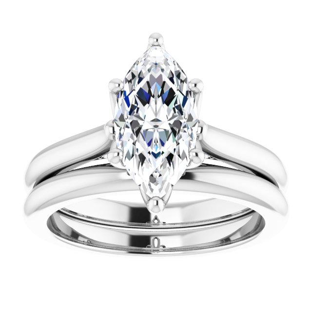 Two Carat Marquise Accented Engagement Ring
