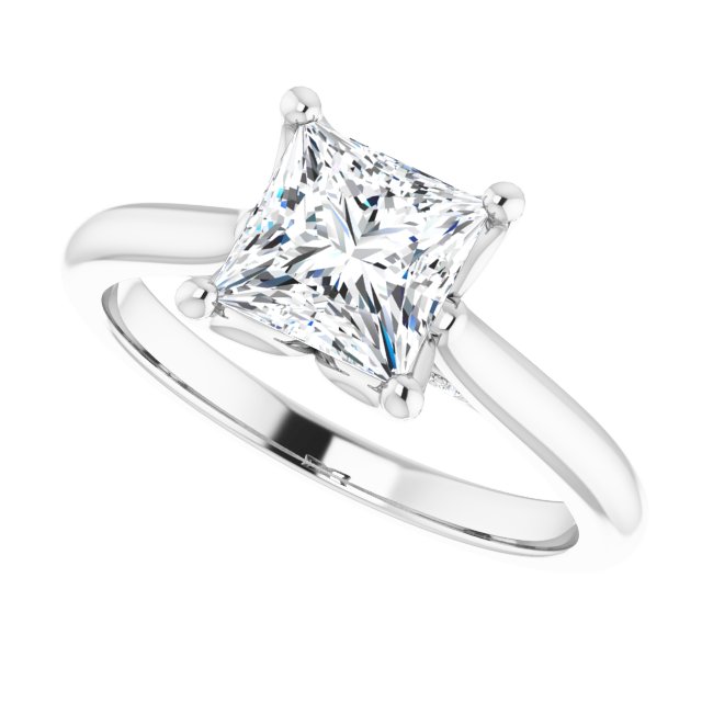 1.25ct Princess Cut Moissanite Solitaire Engagement Ring