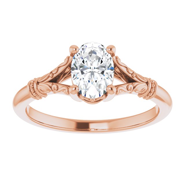 3/4ct Oval Moissanite Vintage Ring