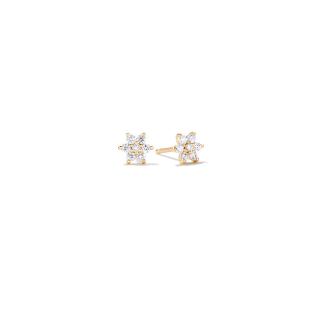 Gold Petite LG Diamond Flower Earrings