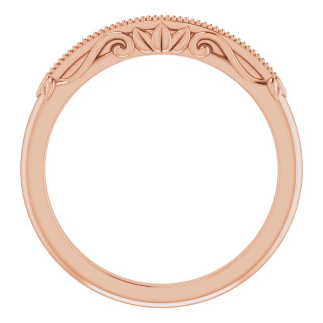 Vintage Wedding Band with Floral and Milgrain Detailing