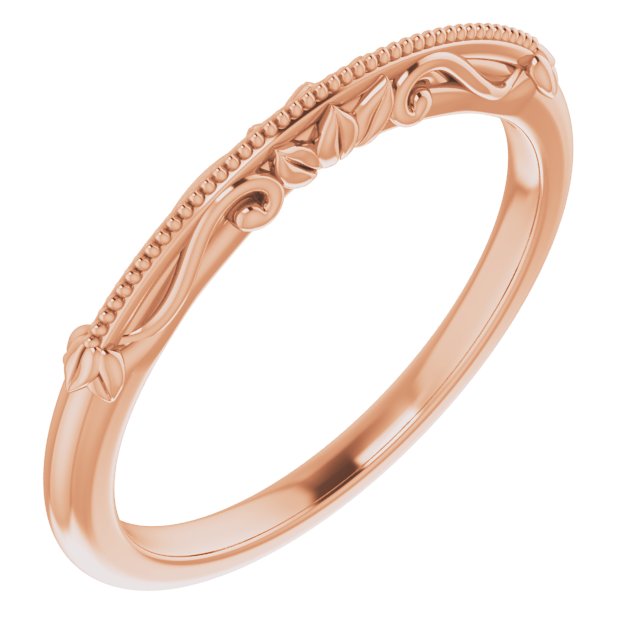 Vintage Wedding Band with Floral and Milgrain Detailing