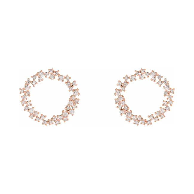 Rose Gold scatter circle LG diamond earrings