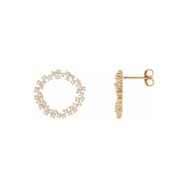 Gold scatter circle LG diamond earrings-2