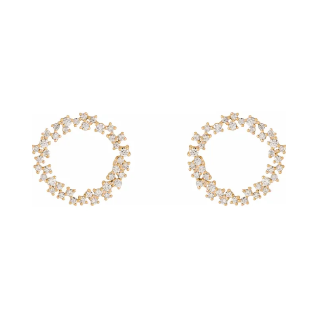 Gold scatter circle LG diamond earrings-1