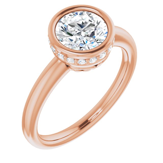 One and a Half Carat Round Brilliant Bezel Moissanite Engagement Ring With Hidden Halo Accents