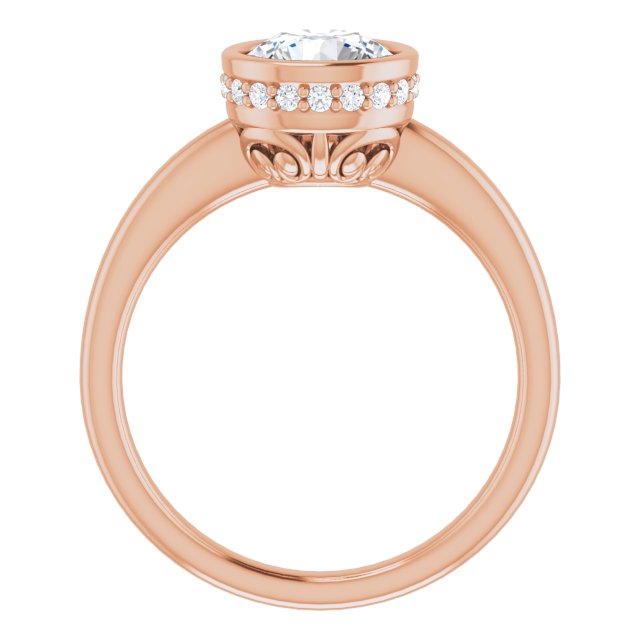 One and a Half Carat Round Brilliant Bezel Moissanite Engagement Ring With Hidden Halo Accents