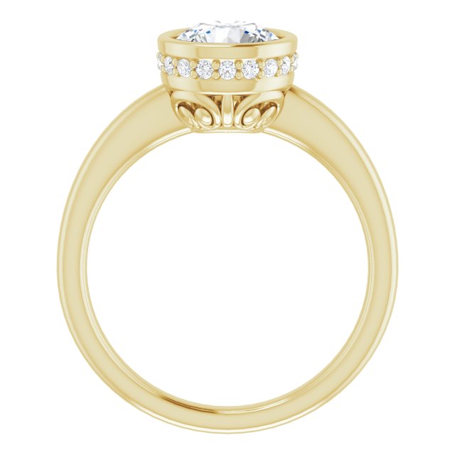 One and a Half Carat Round Brilliant Bezel Moissanite Engagement Ring With Hidden Halo Accents