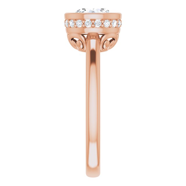 One and a Half Carat Round Brilliant Bezel Moissanite Engagement Ring With Hidden Halo Accents