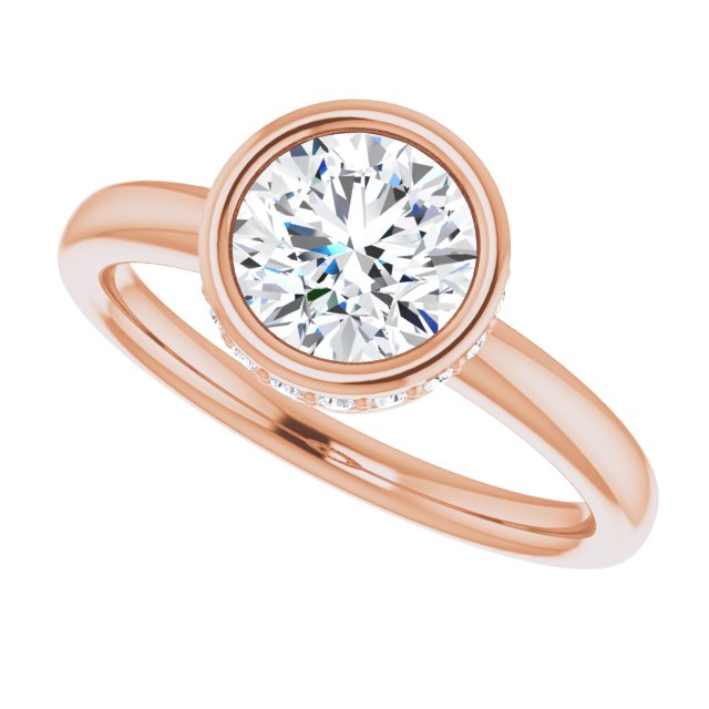 One and a Half Carat Round Brilliant Bezel Moissanite Engagement Ring With Hidden Halo Accents