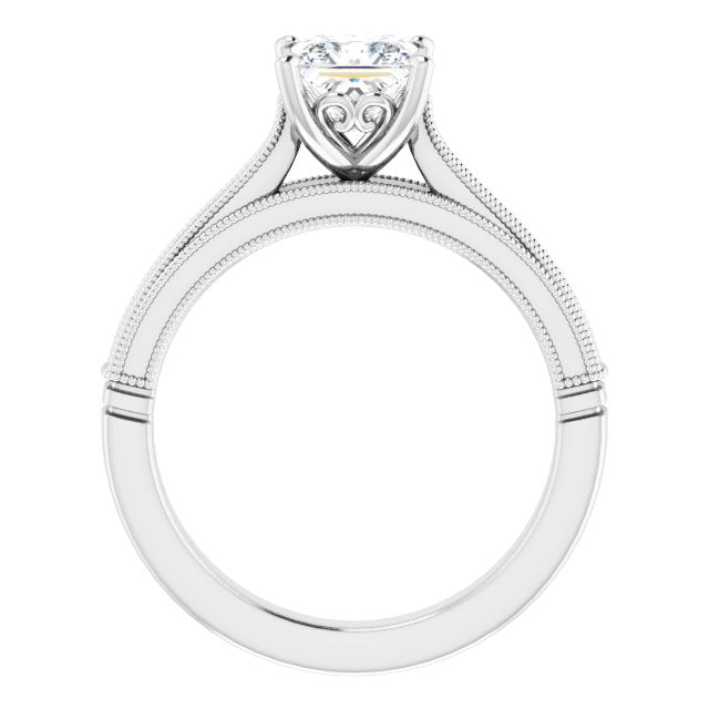 One Carat Princess Cut Moissanite Vintage Ring