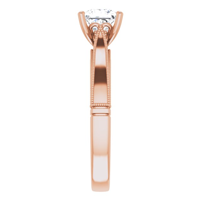 One Carat Princess Cut Moissanite Vintage Ring