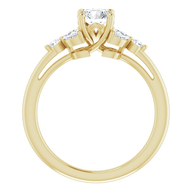 Round Brilliant and Marquise Moissanite Nature-Inspired Engagement Ring
