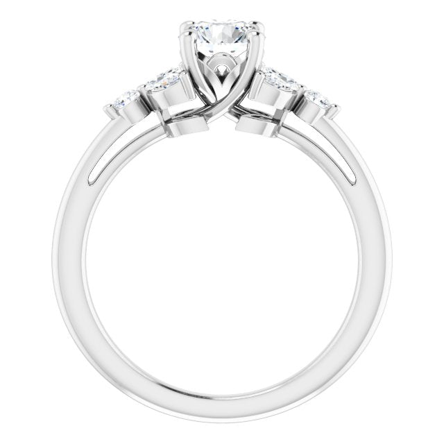 Round Brilliant and Marquise Moissanite Nature-Inspired Engagement Ring