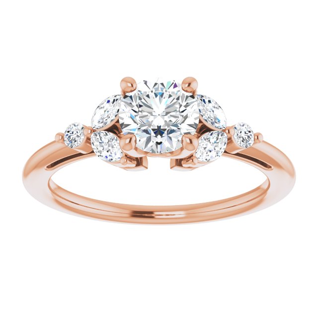 Round Brilliant and Marquise Moissanite Nature-Inspired Engagement Ring