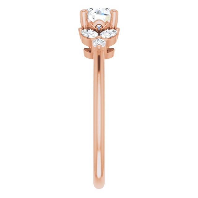 Round Brilliant and Marquise Moissanite Nature-Inspired Engagement Ring