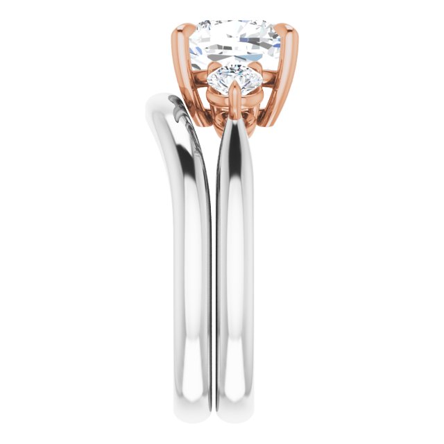 Three Carat Cushion Brilliant Moissanite Three Stone Engagement Ring