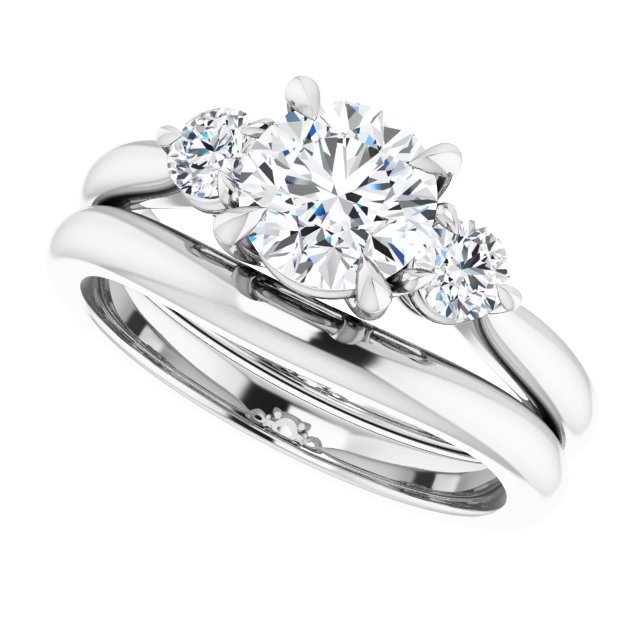 1.30ct Carat Round Brilliant Moissanite Three Stone Engagement Ring