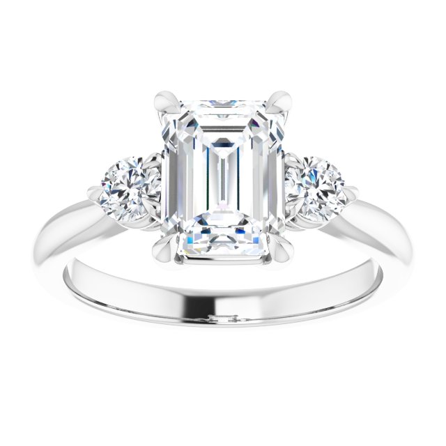 2.00ct Carat Emerald Moissanite Three Stone Engagement Ring