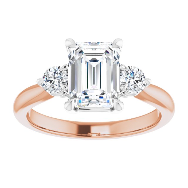 2.00ct Carat Emerald Moissanite Three Stone Engagement Ring