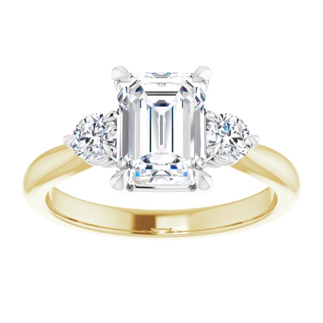 2.00ct Carat Emerald Moissanite Three Stone Engagement Ring