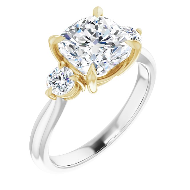 Three Carat Cushion Brilliant Moissanite Three Stone Engagement Ring