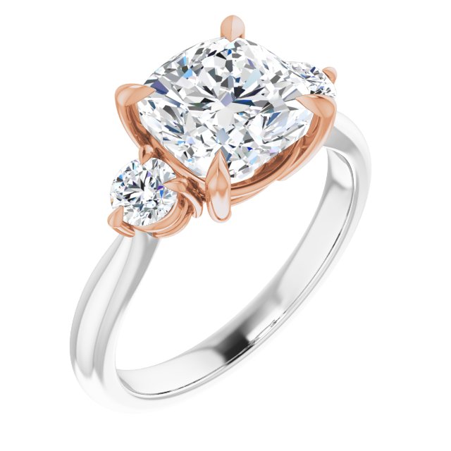 Three Carat Cushion Brilliant Moissanite Three Stone Engagement Ring