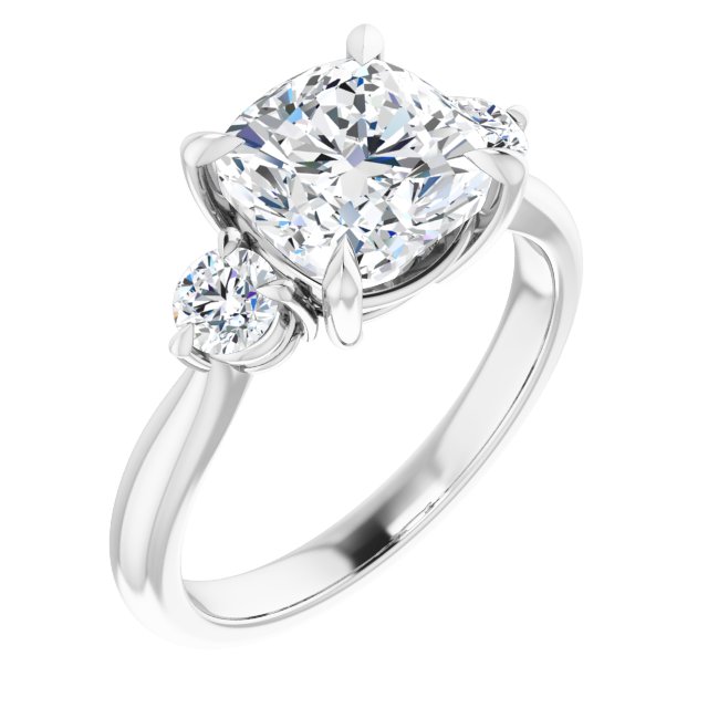 Three Carat Cushion Brilliant Moissanite Three Stone Engagement Ring