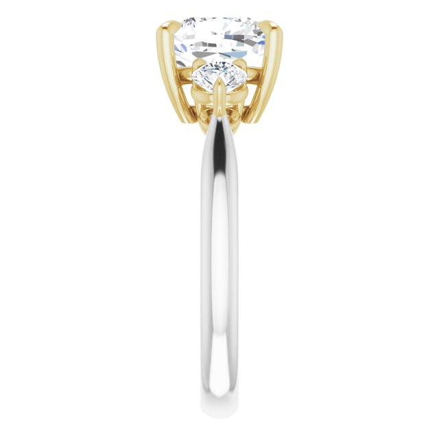 Three Carat Cushion Brilliant Moissanite Three Stone Engagement Ring