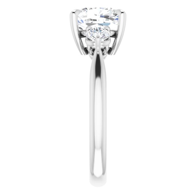Three Carat Cushion Brilliant Moissanite Three Stone Engagement Ring