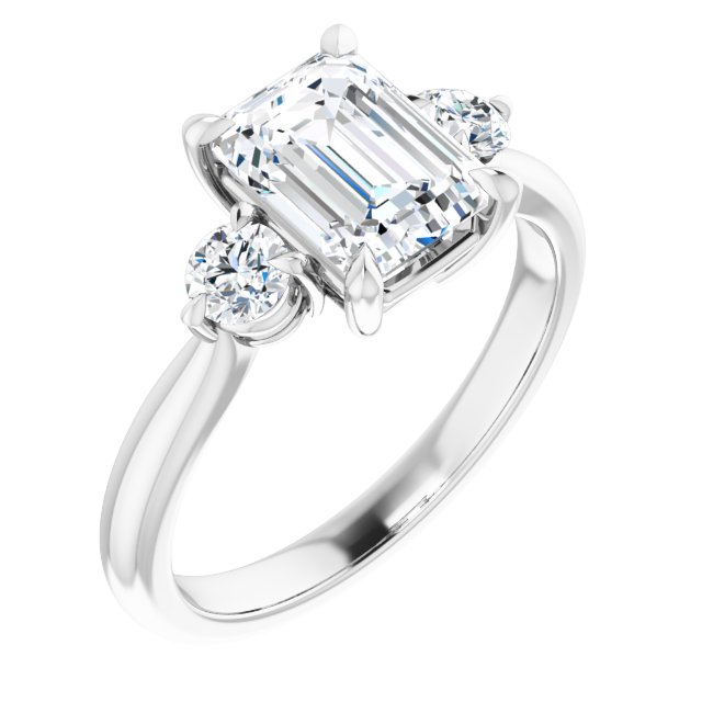 2.00ct Carat Emerald Moissanite Three Stone Engagement Ring