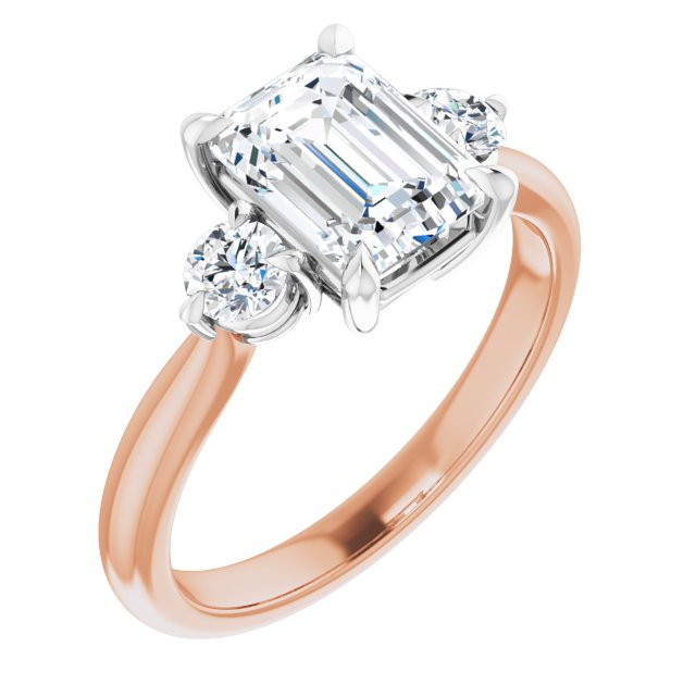 2.00ct Carat Emerald Moissanite Three Stone Engagement Ring