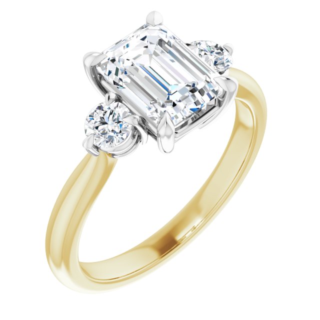 2.00ct Carat Emerald Moissanite Three Stone Engagement Ring