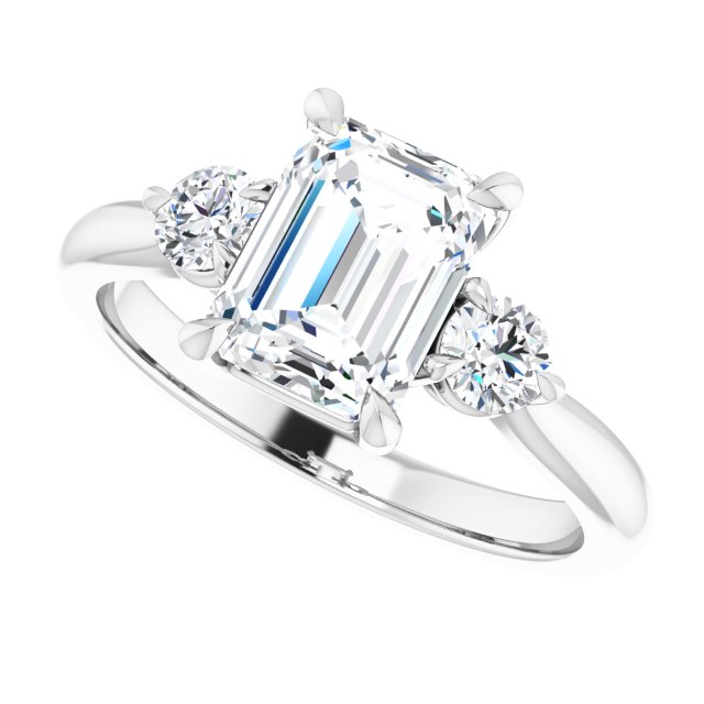 2.00ct Carat Emerald Moissanite Three Stone Engagement Ring