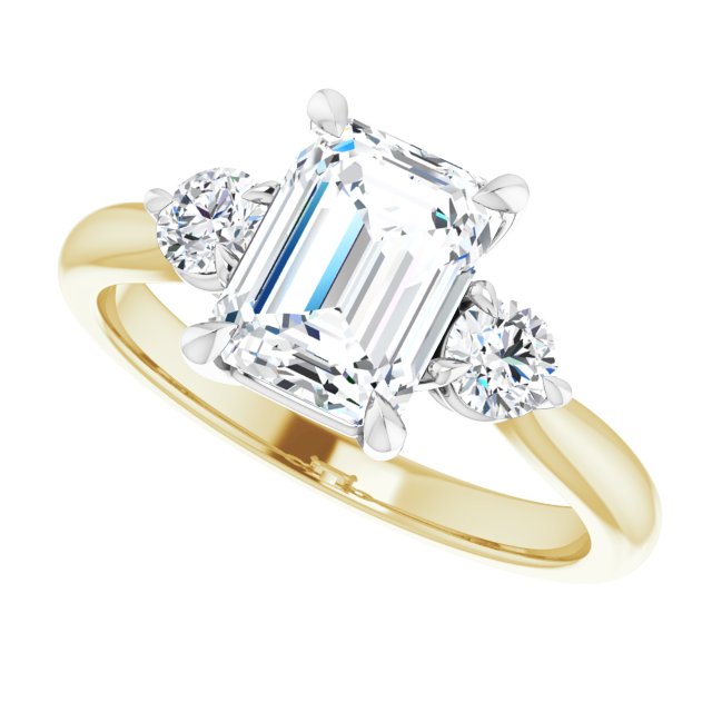 2.00ct Carat Emerald Moissanite Three Stone Engagement Ring