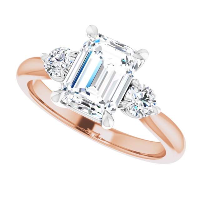 2.00ct Carat Emerald Moissanite Three Stone Engagement Ring