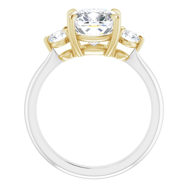 Three Carat Cushion Brilliant Moissanite Three Stone Engagement Ring